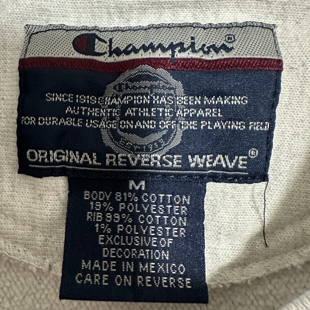 Vintage 90s Champion Reverse Weave Robert Morris Crewneck Sweatshirt Gray Mens M